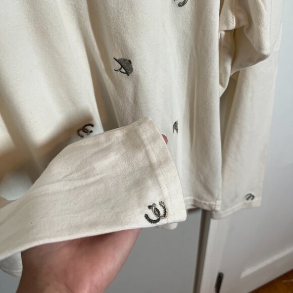 🤍 Vintage Monterey Petites by Koret Embroidered Mock Neck Top | Size Large - Picture 5 of 8